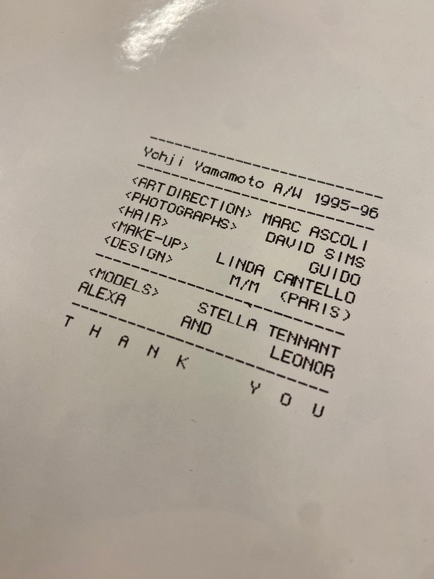 YOHJI YAMAMOTO A/W 1995-96 (1995)