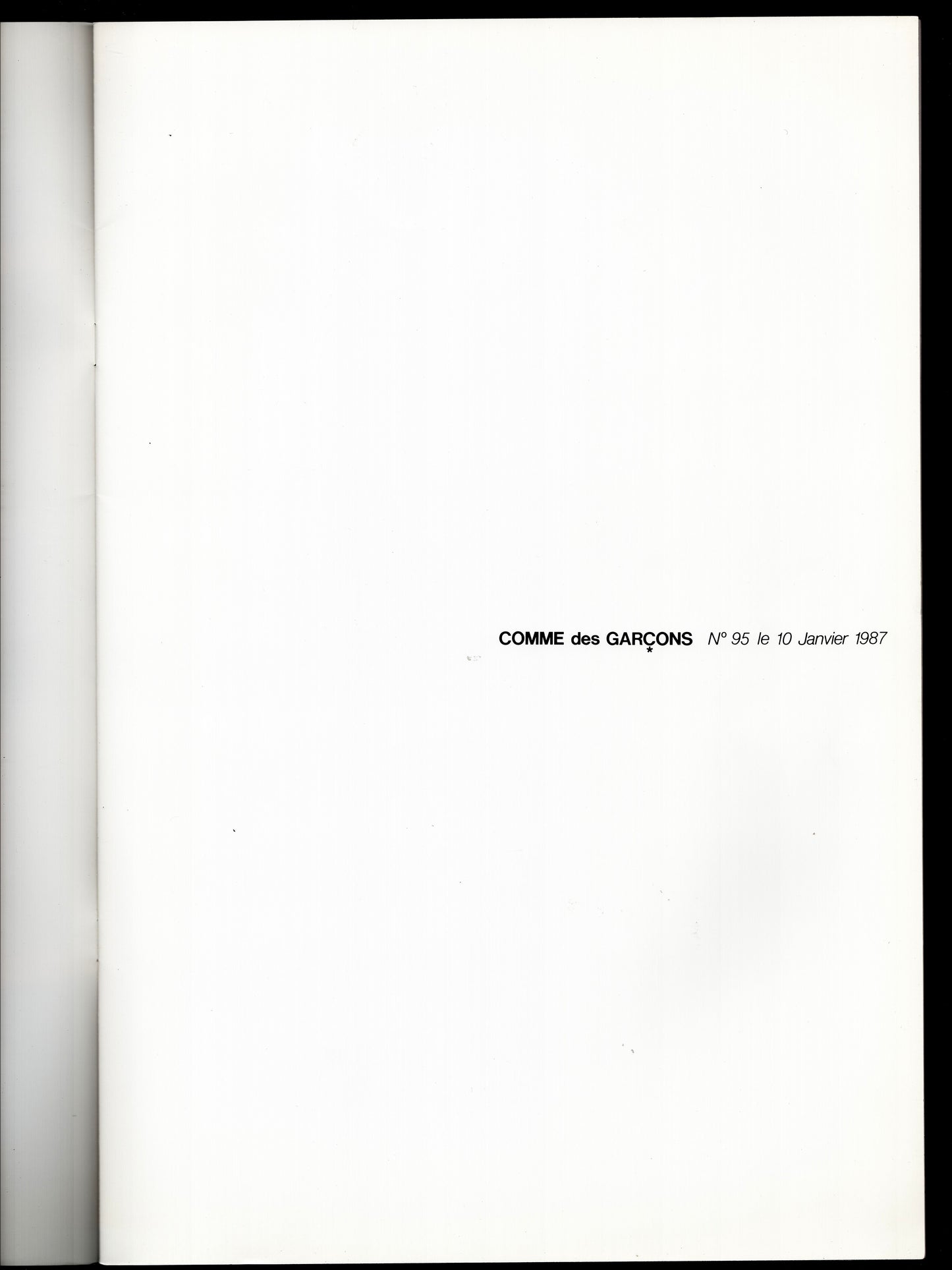 COMME DES GARCONS NO 95 LE 10 JANVIER (1987)