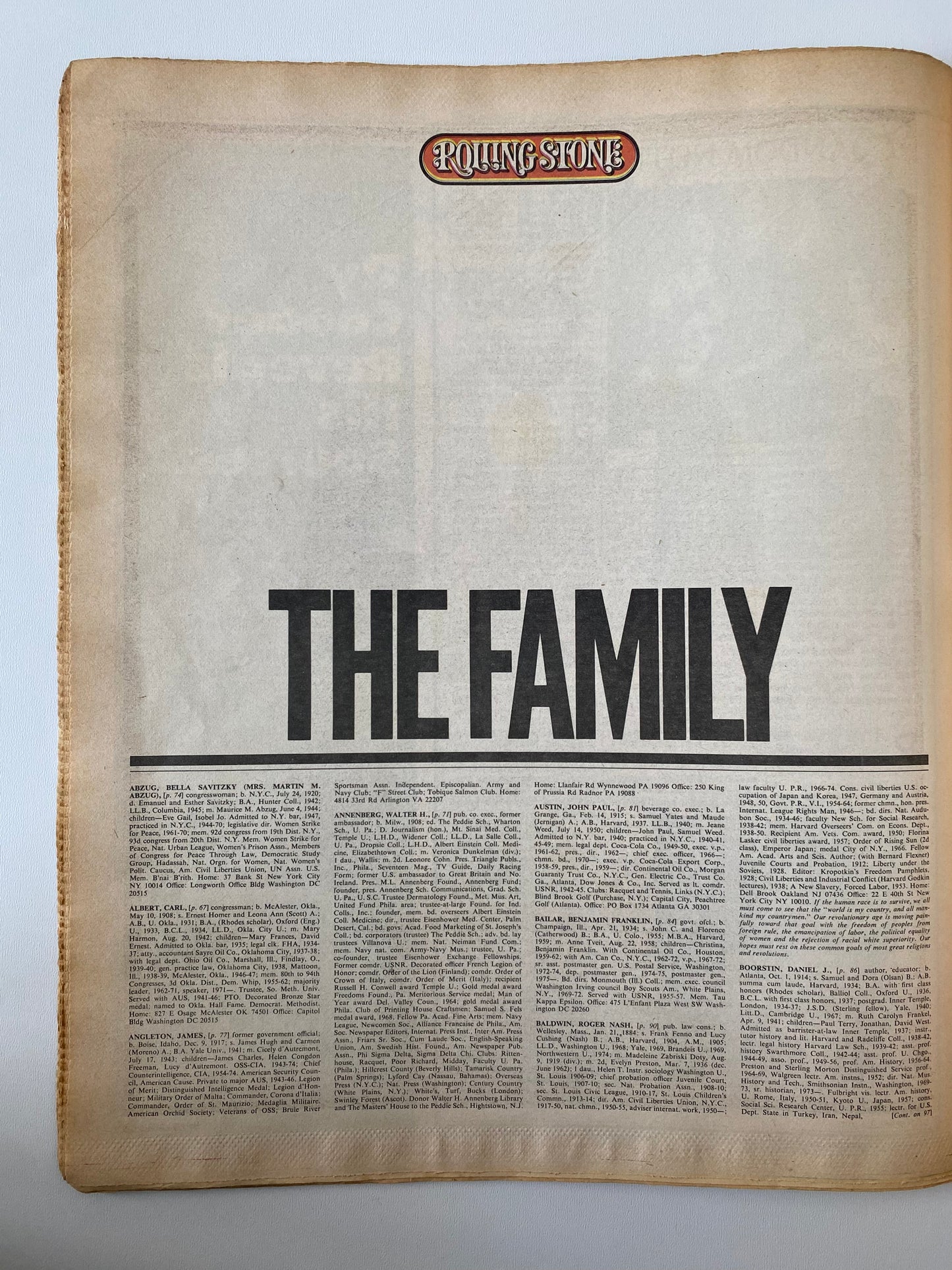 Rolling Stone - The Family 1976 Richard Avedon (1976)